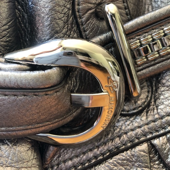 B. Makowsky Silver Leather Hobo Bag - Picture 3 of 4